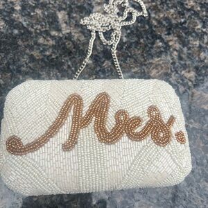 Elegant Bridal  MRS  Beaded Box Clutch Purse Made In India 6,5”x4”x2” Ivory